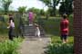 Children playing ball games on the lawn